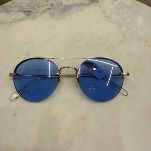 Garrett Leight Sunglasses Beaumont Blue Magic Round GLCO New Unisex